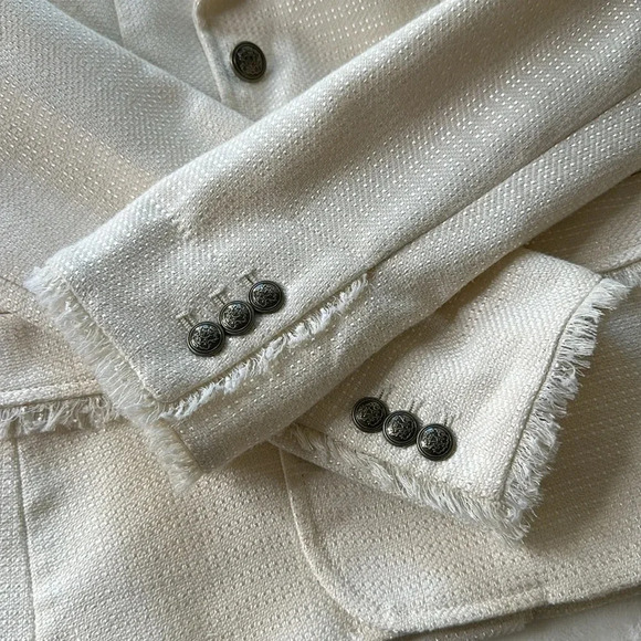 BANANA REPUBLIC Wool Blend Blazer Jacket Two Button Ivory Career Professional, 6 - Picture 11 of 16